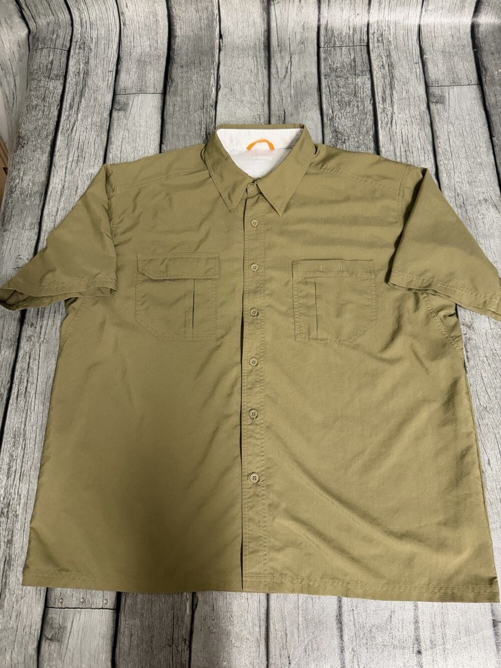 Men’s Royal Robbins Short Sleeve Button Up Shirt Outdoor Performance Khaki XL